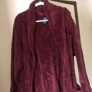 Men’s fall burgundy soft cozy fleece Sherpa stafford burgundy robe